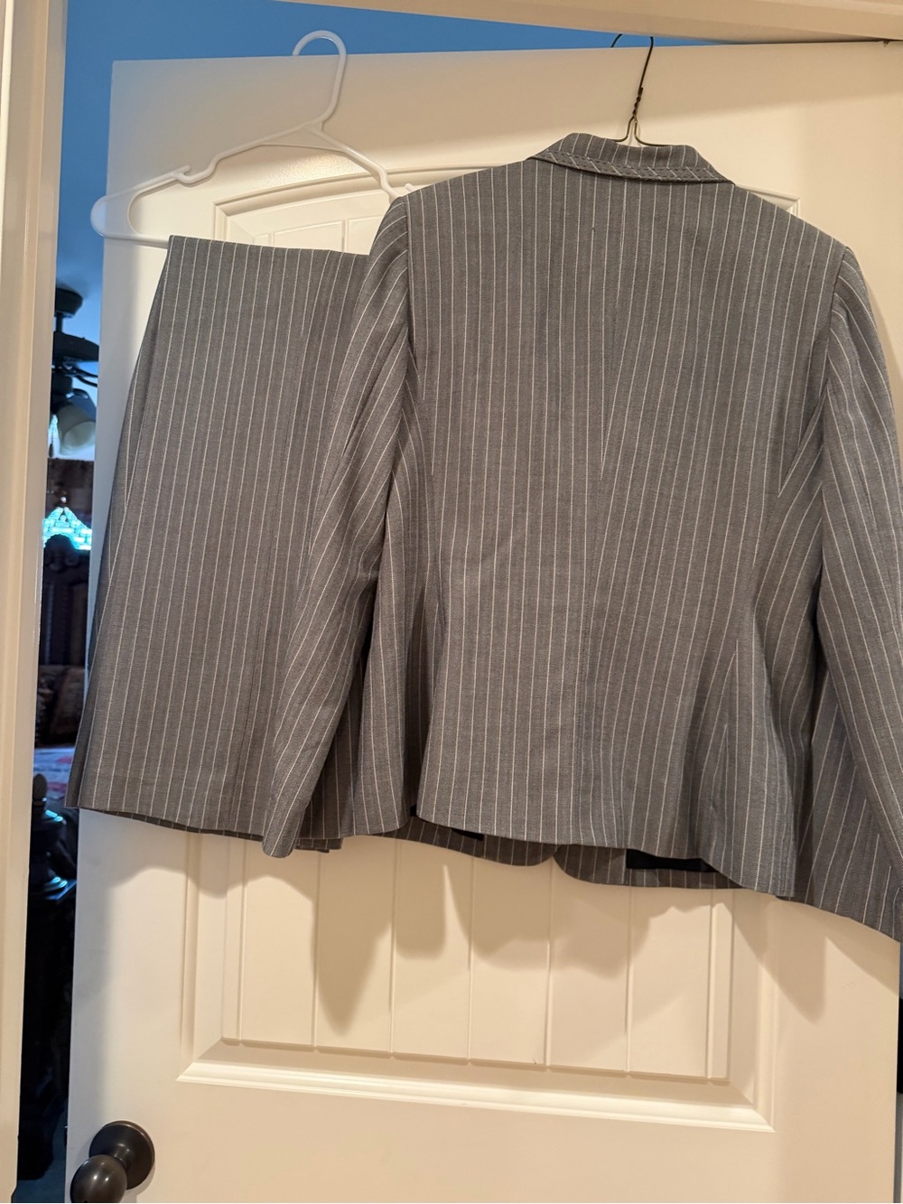 Gray Pinstripe Women's Suit Jacket and Pants —Classic Professional - Picture 2 of 2